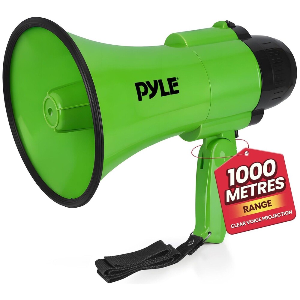 Pyle Compact Megaphone 30W Bullhorn w/ Siren Mic PA 1200 Yard Range Green NEW